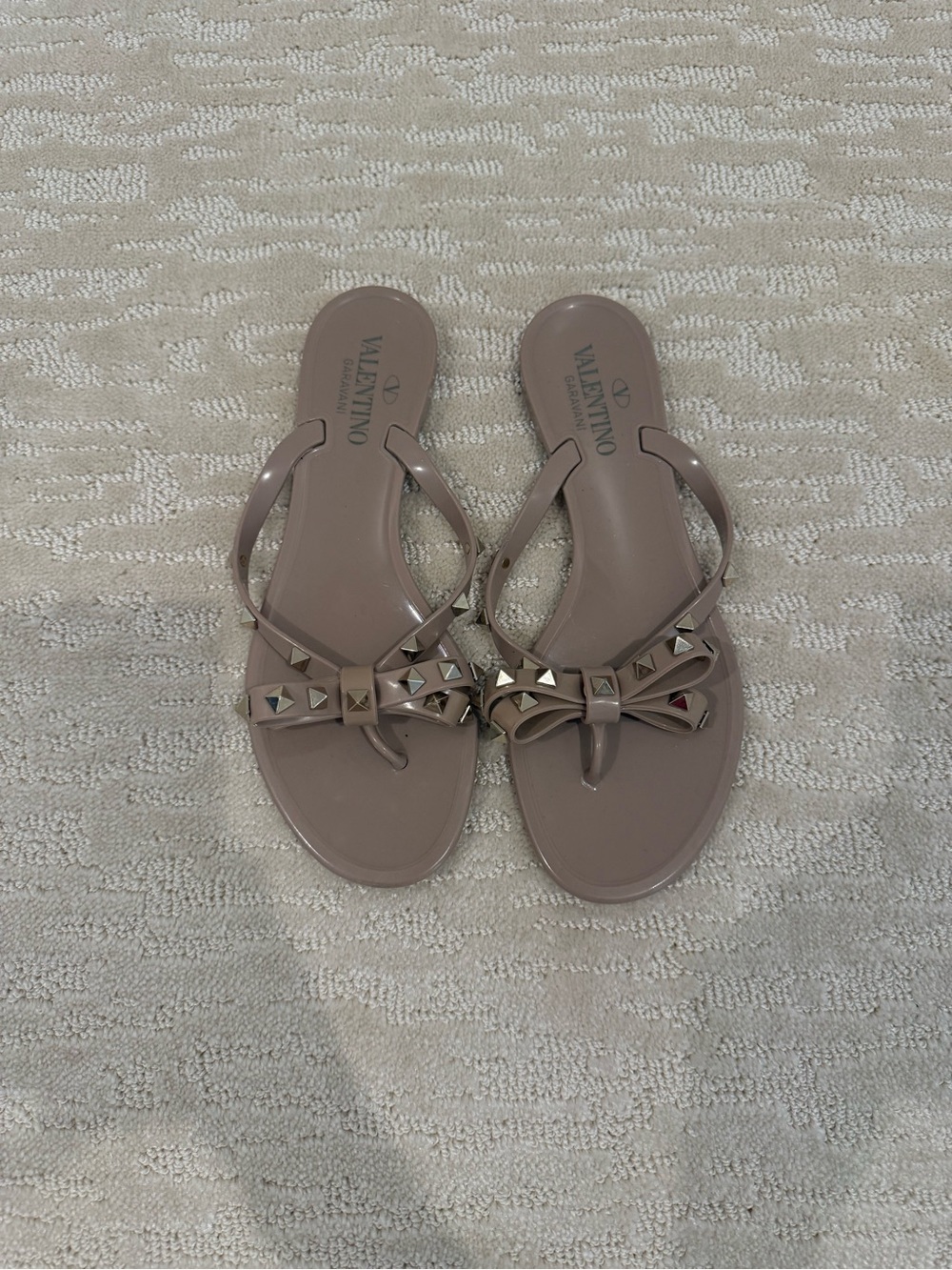 Valentino Women’s Nude Studded Bow Jelly Sandals